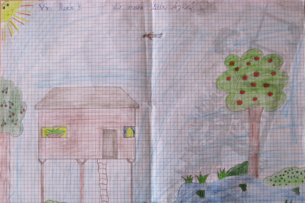 Buntstiftzeichnung / Mädchen 8 Jahre alt